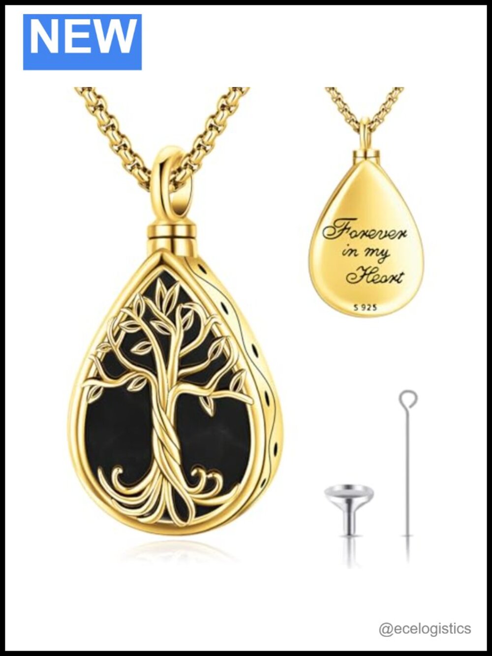 Tree of Life Sterling Silver 925 Ashes Urn Pendant Necklace
